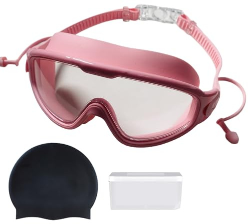 Chenxi Studio Swim Goggles With Ear Plugs Large Frame Swimming Eyewears Glasses Diving Goggle For Women Man Glasses With Ear Plugs And Caps Swim