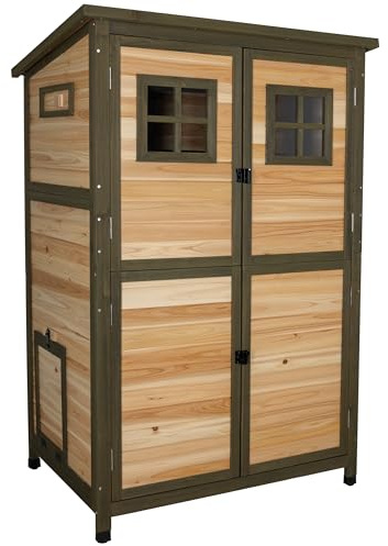 Kerbl Hobbyfarming Hühnerhaus Tower mit Legenestern | 109 × 75 × 167 cm, Holz, mit zwei Sitzstangen und zwei Legenestern, gut zugänglich und leicht zu reinigen