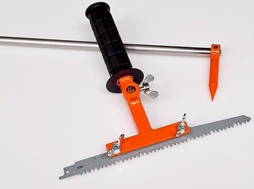 Anreißmeter mit wechselbaren Sägeblatt, Brennholz-Ablänghilfe mit Bosch Sägeblatt, Forst Anreißmeter, 1 Meter lange verstellbare Edelstahl-Gleitschiene, Made in Germany