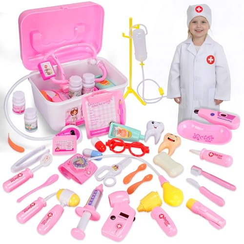 JOTOL Maletin Medicos Juguete,Doctora Juguetes Maletin Medicos Infantil,Maletín Médicos de Simulación,Juguetes con Estetoscopio Real,Juegos de rol,Juegos Educativos Niños a Partir de 3 Años