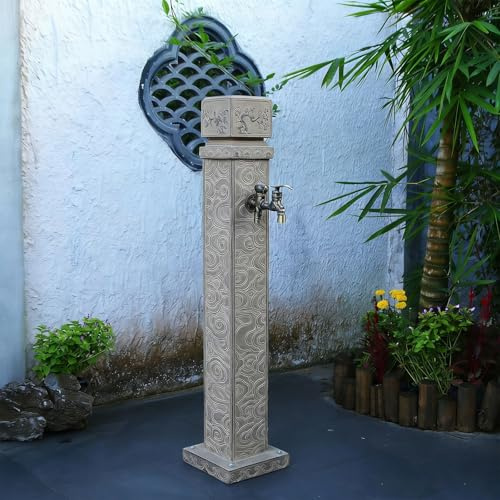 Columna De Agua Para Jardín Exterior, Columna De Agua Cuadrada De Jardín, Con Llave Grifo Y Conexión, Para Jardín, Cuidado Del Coche Y Cría De(110cm/43.3in)