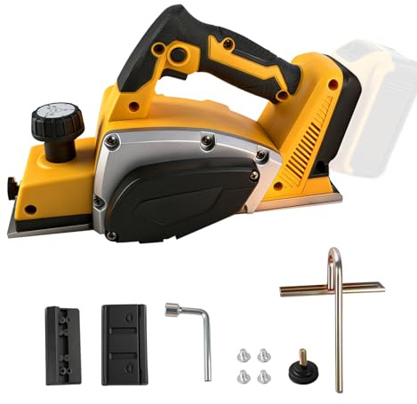 Cepilladora de mano eléctrica inalámbrica compatible con batería Dewalt de 18 V y 20 V, cepilladora eléctrica de madera de mano sin escobillas de 15000 rpm, ancho de corte de 82 mm, profundidad