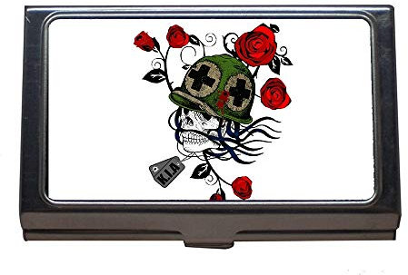 Yanteng Visitenkartenhalter, Schädel-Skelett Dead Death Face Angst, Edelstahl-Kartenhalter