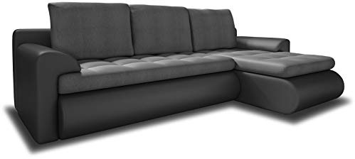 Sofnet Ecksofa Santi II mit schmutzabweisender Stoff - Couchgarnitur mit Schlaffunktion und Bettkasten, Couch, Polsterecke, Schlafsofa (Grau + Grau (Madryt 195 + Trinity 14), Ecksofa Rechts)