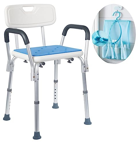Medokare Premium Shower Chair for Inside Shower - Bath Chair and Medical Grade Shower Seat for Seniors, Elderly, Handicap & Disabled - Adjustable Support Bench w/Back and Armrests for Bathtub