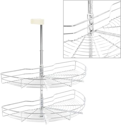vidaXL Korb mit 2 Ebenen, Metall, für Küche, Schrank, Aufbewahrungskorb, Regal, langlebig, 180 Grad, 75 x 38 x 80 cm