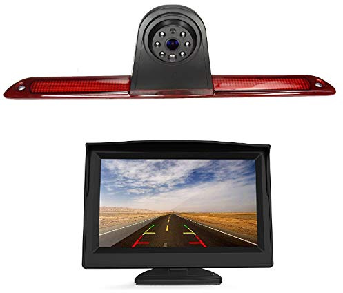 Misayaee HD 720p Dritte Dach Bremsleuchte Kamera Bremslicht Einparkkamera Rückfahrkamera + 5 Zoll Monitor für Transporter/für Mercedes/für Benz/für Sprinter 1500 2500 3500 W906/für Crafter 2006-2016
