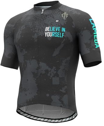 LAMEDA Radtrikot Fahrradtrikot Herren Kurzarm Funktionsshirt T Shirt Atmungsaktiv Schnell Trocknen Fahrradbekleidung Damen Kurz für Radsport Fitness Grau L