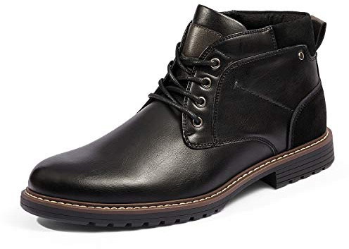 Bruno Marc Stivali Chukka Uomo Cerniera Stivaletti Moto | Suola in TPR antiscivolo e resistente, tomaia in microfibra traspirante, collarino imbottito per il massimo comfort