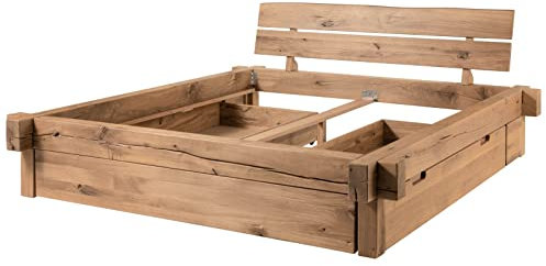 MASSIVMOEBEL24.DE | JANGALI Balkenbett aus Massivholz mit Schubkasten #201 | aus Wildeiche - Bianco, geölt | | Schubasten mit Rollen | 180cmx200 cm | Massivholzbett Doppelbett