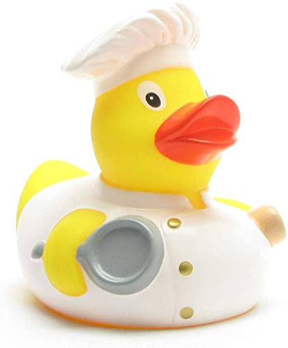 Duckshop I Badeente Koch I Quietscheente Chef I Quietscheentchen L: 8,5 cm I Geschenk Küchenpersonal I Präsent Gastronomen I Für Sammler
