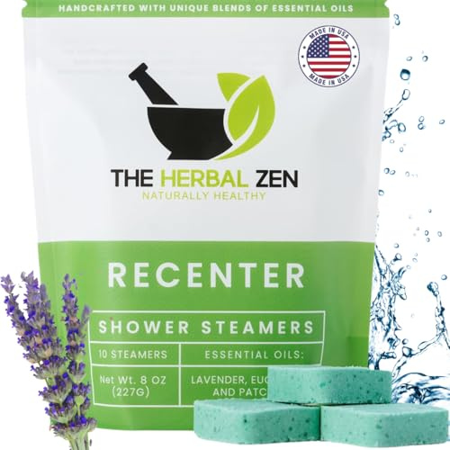 Recenter Shower Steamers Aromatherapy for Relaxing - USA Made Mothers Day Gift for Her - Lavender & Eucalyptus Shower Bomb Tablets – Soothing Natural Essential Oils (10 Pack)