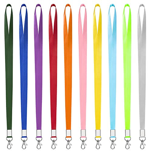 Heveer Bunt Schlüsselbänder Büro Abzeichen Lanyards Nylon mit Metall Swivel Karabinerhaken für Kartenhülle ID Karte Schlüssel 10 Stück