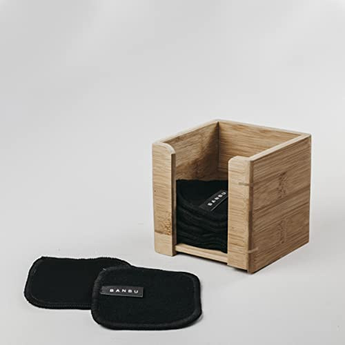 Banbu Discos Desmaquillantes Reutilizables | Algodón Orgánico | 9 x 9 cm | Pack de 4 con Bolsa (Negro)