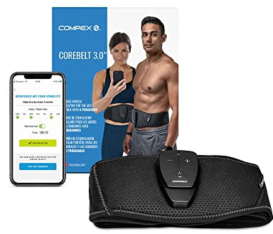 Compex Corebelt 3.0 – Cintura con Elettrostimolazione Addominale e Lombare (EMS) – 6 programmi per Ottenere Un Addome più Piatto e tonico