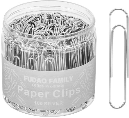 Jumbo Paper Clips, 50mm Paper Clip, 100 pcs Large Paperclips (Jumbo, Silver)