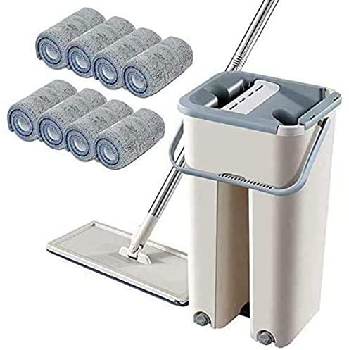 Wresetly Boden-Teleskopstiel – Flachwischer mit Mikrofaser-Pads und Reinigungseimer