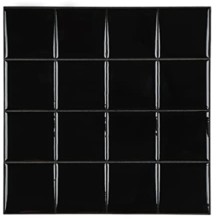 3D Fliesenaufkleber für Bad Küche, Schwarz Selbstklebend Klebefliesen Bad Wandfliesen zum Abziehen und Aufkleben (25x25cm, 10 Blatt)