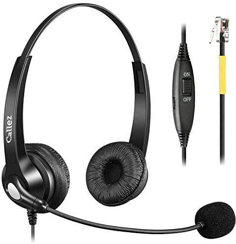 Landline Phone Headset with Microphone Noise Cancelling, RJ9 Telephone Headset for Yealink T41S T42S T46S T48S T19P T21P T41P T23G T46U Avaya 1608 1616 9608 Grandstream GXP1620 Office Desk IP Phones