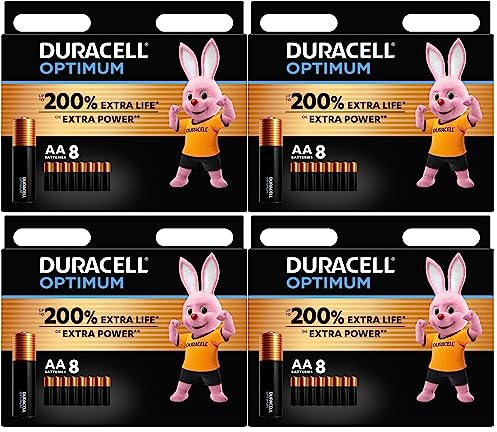 32X Duracell AA Optimum (4 Blister Da 8 Batterie) 32 Pile (MX1500/STILO/MIGNON)