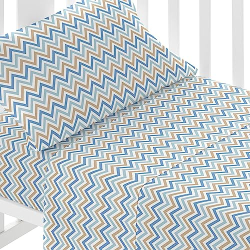 TRAMAS+ Kinderbettwäsche 60x120 cm aus 100% Baumwolle Superweiche & Farbenfrohe | Babybettwäsche - (Mini-Krippe - 50x80 cm, Streifen Plüsch Hellblau)