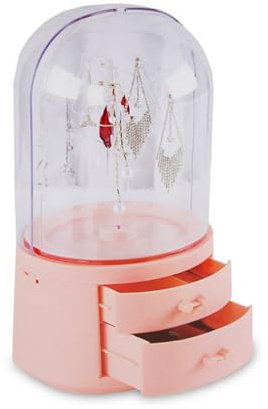 YASTA Portagioie Donna Da Camera Con Cassetti per Collane Bracciali Orecchini Espositore ad Albero Porta Gioielli Girevole Plexiglass Box Trucco