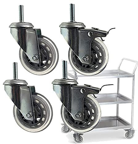 Räder 4X Vorbau-Lenkrolle M8X30mm| M10 x 30 mm | M12 x 30 mm, Tragkraft 200 kg / 4 Stück, Raddurchmesser 75 mm, robuste Trolley-Lenkrollen, Ersatz-Möbelrolle, Ind. (Größe: M12 x 30 mm, Farbe (Color :