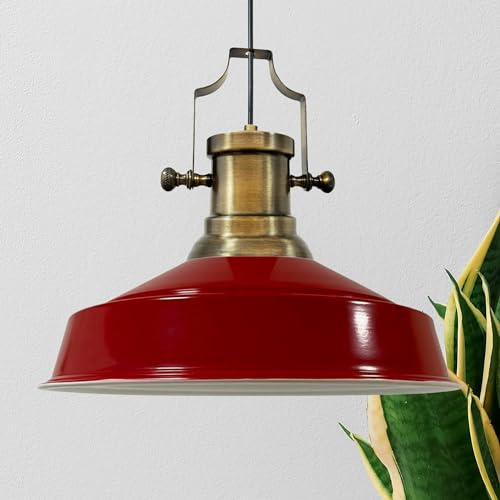 bamyum Asletl Hängelampe Industrial aus Metall Ø41 cm, Küchenlampe Vintage, Hängelampe Esstisch E27, Wohnzimmerlampe Hängend Vintage, Pendelleuchte Esstisch und Wohnzimmer, Pendelleuchte Rot