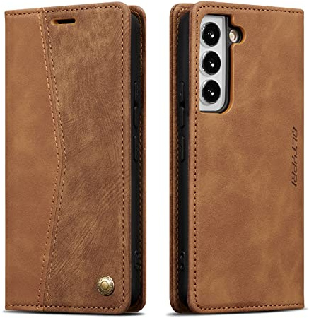 QLTYPRI Hülle für Samsung Galaxy S24, Vintage Dünne Handyhülle mit Kartenfach Geld Slot Ständer PU Ledertasche TPU Bumper Wallet Case Flip Schutzhülle Kompatibel mit Samsung S24 - Retro Braun
