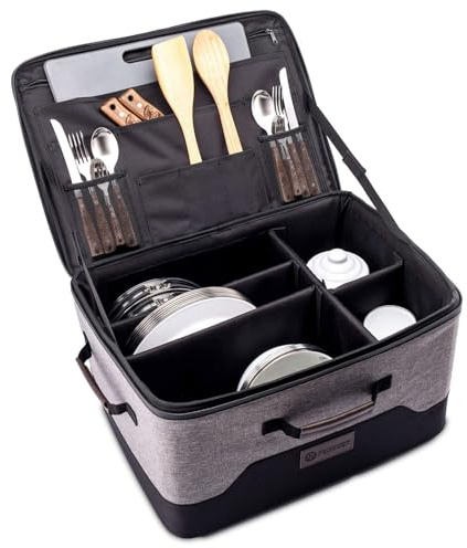 Petromax Catago Box 50-50L Camping-Staubox & Stapelbare Transportbox | Robuste Outdoor-Ausrüstungstasche aus PVC mit Trennwänden, 50 kg Traglast, ideal für Euroboxen-Systeme & Camper