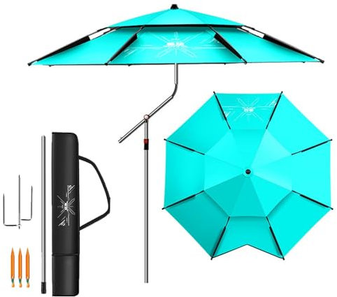 ZYXQQJ Sonnenschirm Strand Reise 200/220/240/260cm Angelschirm Beach Sonnenschutz Leicht Tragbar Strandschirm Windfest Stabil (Color : Crutch, Size : 2m/6.5ft)