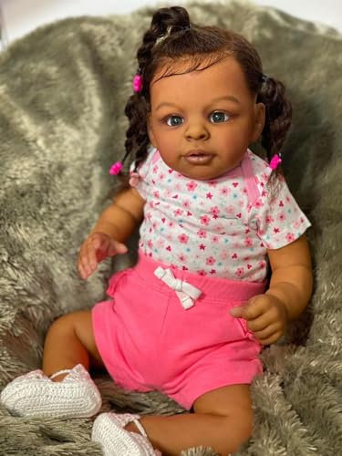 Zero pam Schwarz Reborn Puppen Lebensecht Mädchen,Baby Puppen Die Echt Aussehen 53CM Reborn Baby Puppe Echt Black,lebensechte Reborn Babys for Kids Over 3+