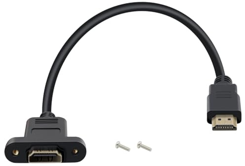 HuaLiSiJi HDMI Verlängerungskabel mit Panel Mount 4K HDMI Kabel Stecker auf Weibliche High Speed HDMI Verlängerungskabel für Computer, Blu Ray Player, TV, Xbox360 (0.5m)