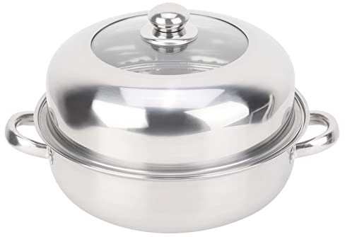 Marmite à soupe de 28 cm avec couvercle, marmite à vapeur monocouche en acier inoxydable, marmite à induction, marmite à spaghetti, marmite à pâtes avec feuille de cuisson à la