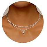 Dochais Damen 14K Vergoldete Zirkonia Anhänger Halskette Gold Quadratisch Solitär Choker Wasserfest Mini CZ Halskette Layered Kette Silber/Gold Ketten necklace Schmuck