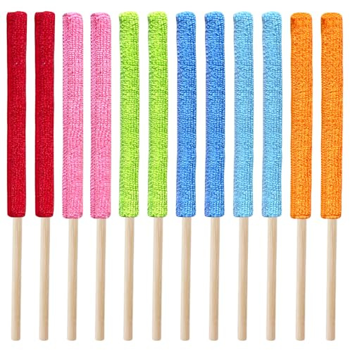 Bilkeru Lot de 12 mini brosses de nettoyage en microfibre pour fenêtre, ventilateur, store et grille d'aération de voiture