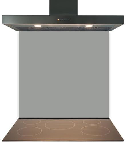 Mid Grey Glass Kitchen Splashback Panel 60x80cm – 6mm Toughened Heat-Resistant Glass, Easy-Clean Hob Splashback & Cooker Wall Protector with Polished Edges