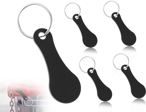 Lhbwhiz 4 pezzi di rilascio del carrello della spesa,chip per carrello della spesa in metallo,portachiavi in ​​acciaio inossidabile gadget di utilità per chip della spesa,portachiavi rimovibile(nero)