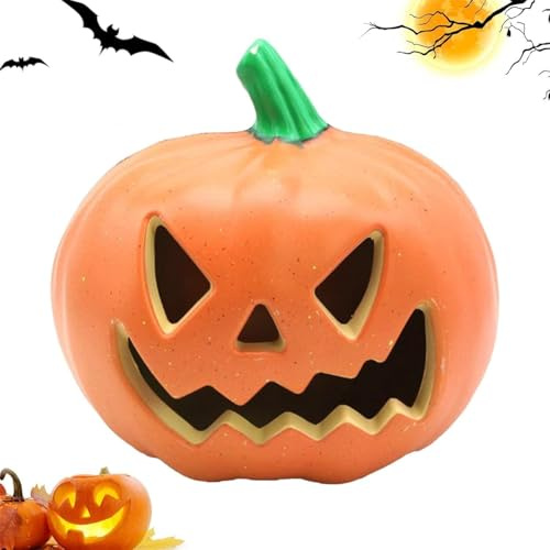 Yeehliny Kürbis Laterne Deko Halloween Deko Kürbis Herbst Deko Leuchtende Ausgehöhlte Kürbislaterne Garten Outdoor Kürbis Windlicht Laternen mit Gesicht LED Lichter für Herbstdeko Teelichter (#01)