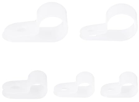 sourcing map 150pcs Single Coaxial Cable Clips Screw Clip Electrical Wire Cable Holder Plastic Wire Clamps for Cords Management, White