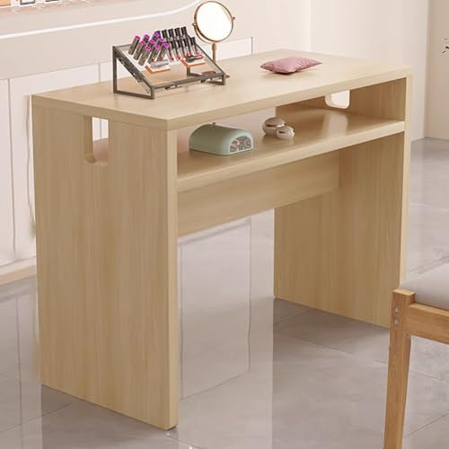 TT-YEC Tragbarer Maniküretisch Aus Massivem Holz, Moderner, Einfacher Professioneller Salon-Maniküretisch Mit Doppeltem Stauraum Und Schubladen-Maniküretisch, Schminktisch,Al100cm