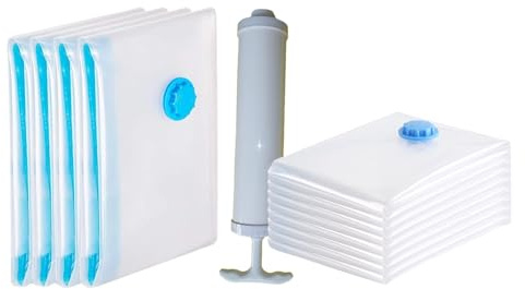Vakuumbeutel für Kleidung mit Luftdichtem Ventil und Handpumpe - Mehrere,Eine Handpumpe + vier mittlere Größen 60×80cm + acht kleine Größen 40×60cm,Durchsichtig Vakuum Aufbewahrungsbeutel für Kleidung