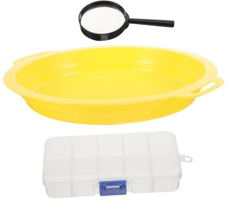 OFFSCH Gold Sifting Pan and Handheld Mesh Sieve Pan for Mining Prospecting Magnifier and Storage Box, Portable Small Gravity Sorting Panning Tool for River Sand Extraction