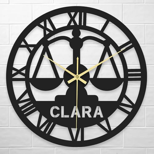 Orologio da parete Bilancia della giustizia personalizzato con nome, Grande orologio parete personalizzato in ferro per camera da letto soggiorno decorazione Regali di inaugurazione della casa