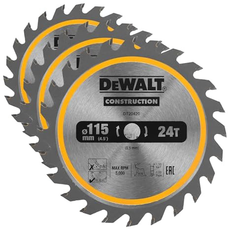 DEWALT DT20420-QZ Construction Circ Saw Blade Cordless - Framing 115mm 24T (Pack of 3)