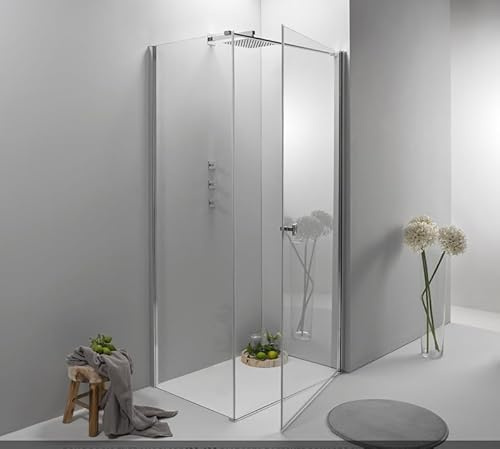 Box Doccia Angolare 70x80 cm - Cabina Doccia con Porta Battente, Vetro Temperato 6mm, Profilo Cromato e Chiusura Magnetica - Regolabile e Facile da Installare