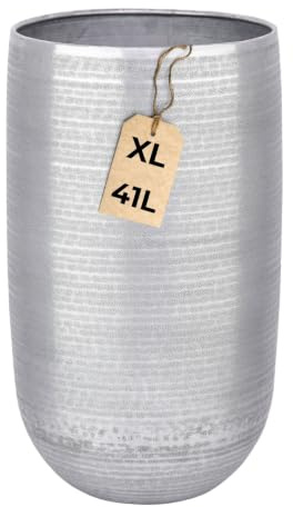 Pot de Fleurs Camiel Argent 54 cm - Grand Pot Rond en Aluminium