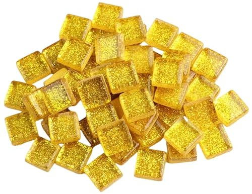100grams Crystal Glitter Resin Mosaic Tiles Gold 1CM Square Glass Mosaic Tiles Bulk Mosaics Supplies for Crafts