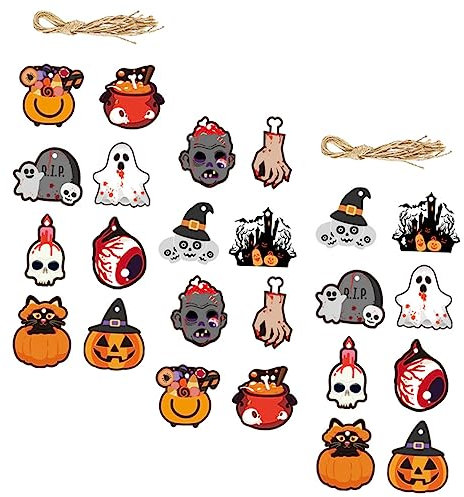 Cabilock 24 Pezzi Decorazioni Halloween Appese Addobbi per Feste Spaventosi per Interni per Case Scuole e Negozi