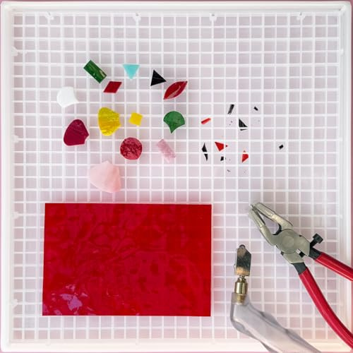 12x12 Stained Glass Cutting Mat, Double-Layer Detachable Design, Great for Scoring and Cutting Glass, Catching Shards in Grids, Glass Cutting Tools Supplies